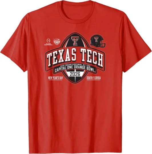 Texas Tech Red Raiders Orange Bowl 2025-26 CFP Quarter Red T-Shirt