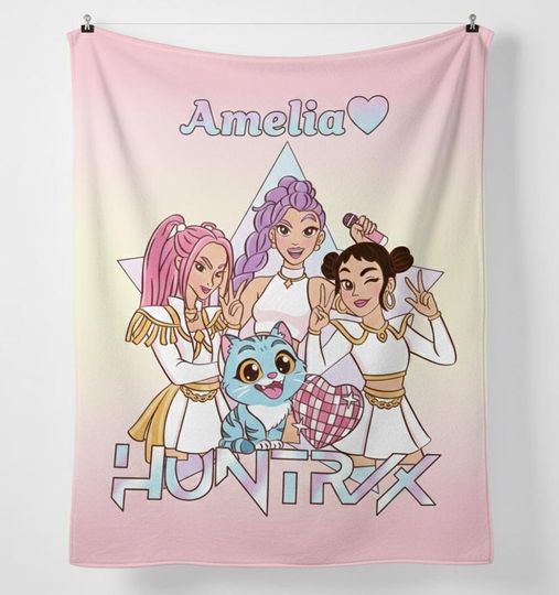 Discover KPop Demon Hunters Huntrix Inspired Blanket, K-Pop Anime Gift, Personalised Huntrix K-Pop Demon Hunters Kids Blanket