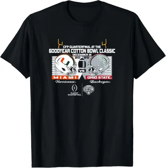Discover Hurricanes vs Ohio State Buckeyes CFP Cotton Bowl 2025 T-Shirt