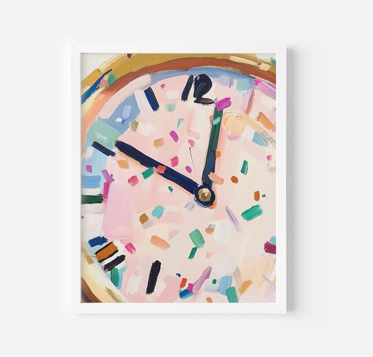 Discover New Year's Clock Art Print: Colorful Midnight Decor (Digital Download)