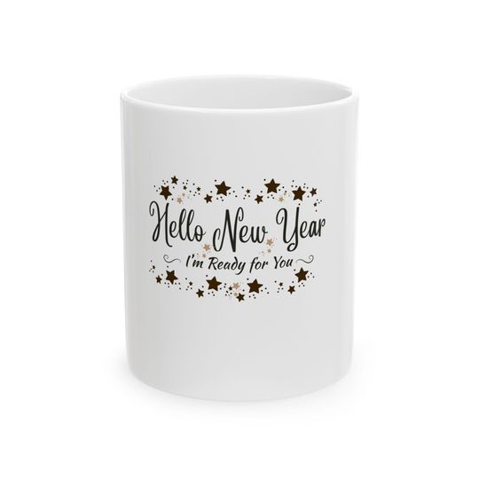 Discover Hello New Year Mug | Cozy Coffee Cup | Fresh Start Ceramic Mug