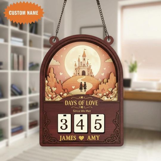 Discover Personalized Days of Love Sign, Custom Anniversary Day Counter, Romantic Couple Wooden Decor, Since We Met Gift for Couples