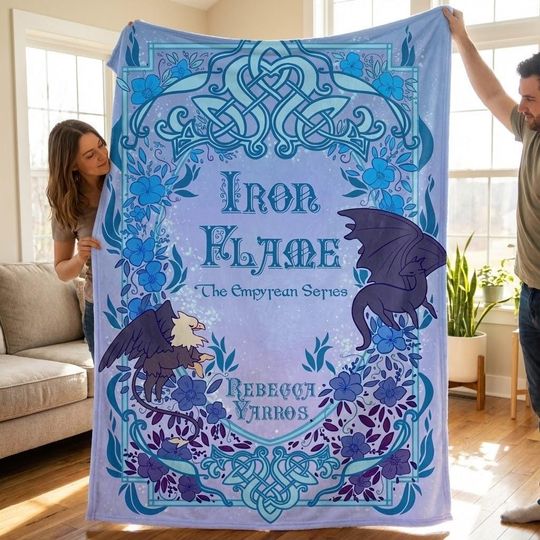 Fourth Wing Inspired Blanket, Empyrean Series Dragon Blanket, Fantasy Romance Book Gift, Rebecca Yarros Fourth Wing Decor,Bookish Cozy Throw