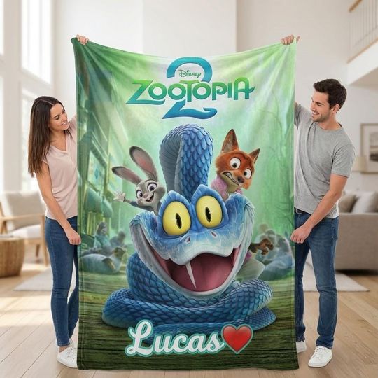 Discover Zootopia 2 Personalize Blanket, Gary De Snake Zootopia Blanket, Nick Wilde Judy Hopps Gift, Custom Name Kids Blanket, Disney Zootopia Throw