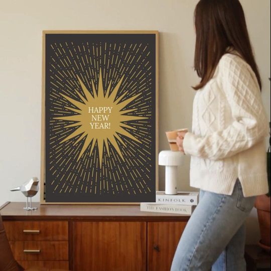 Discover 4 happy new year 2026 printable wall art new years eve decor modern holiday poster new year print