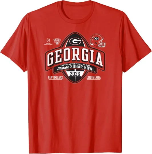 Discover GA bulldogs Sugar Bowl 2025-2026 CFP Quarterfinal Red T-Shirt