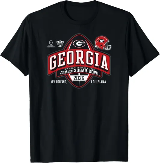 Discover GA bulldogs Sugar Bowl 2025-2026 CFP Quarterfinal Black T-Shirt