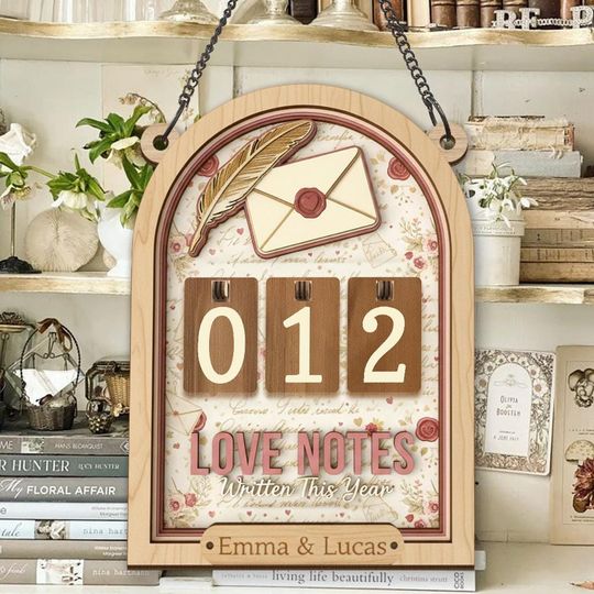 Discover Personalized Love Notes Tracker Sign, Personalized Couples Memory Counter, Romantic Home Decor, Anniversary Gift, Valentine Gift for Couples