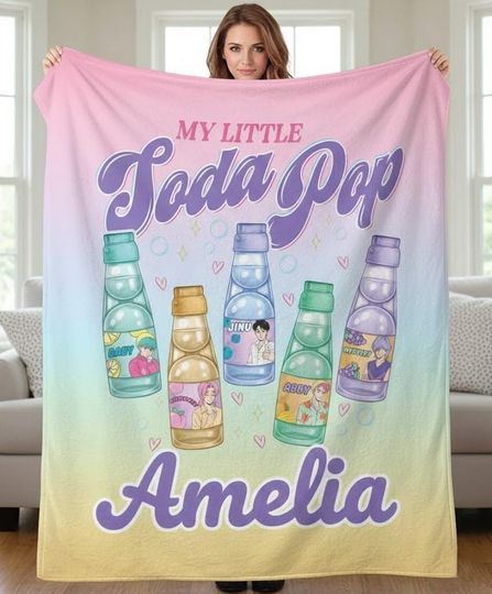 Personalized Cozy Kpop Demon Hunters Blanket with Name, Custom Huntrix Blanket, Anime Inspired Blanket, Holiday Family Gift Kpop Fun Gift