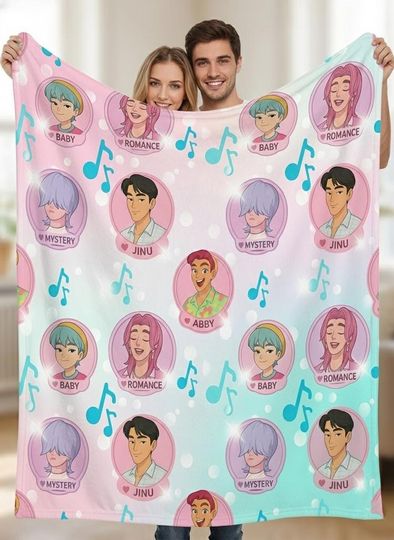 Discover Saja Boys Theme Blanket, Kpop Demon Saja Boys Blanket, Custom Anime Blanket, Saja Boys Fan Gift, Demon Hunters Throw, Kpop Anime Blanket