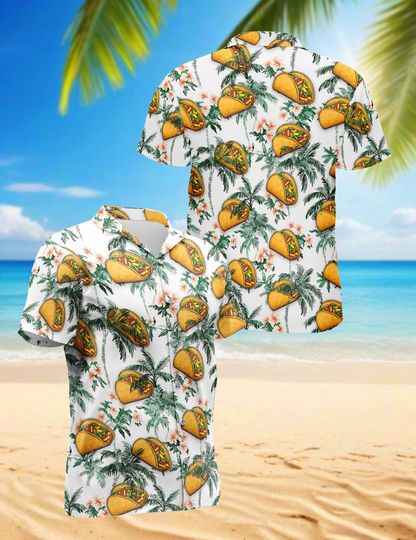 Discover Taco Tropical Vintage Hawaiian Shirt, Retro Taco Aloha Shirt, Funny Food Button Down, Summer Beach Vacation Casual Outfit Gift, S-5XL