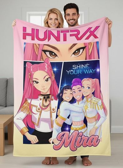 Discover Custom Kpop Huntrix Rumi Mira Zoey Blanket, Personalized Kpop Demon Hunter Blanket, Custom Huntrix Blanket, Kpop Fun Gift, Kpop Huntrix Fan