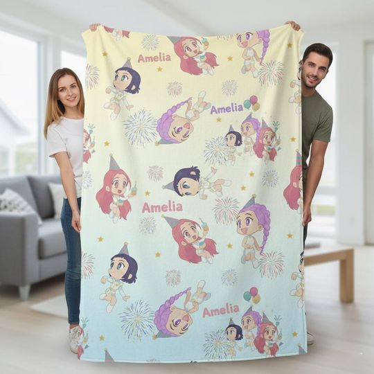 Discover Personalize Kpop Huntrix Blanket, Custom Name K-Pop Demon Hunters Blanket, Cute Anime-Inspired Cozy Throw for Fan, Fun Gift for K-Pop Lovers