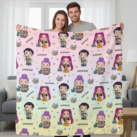 Discover Kpop Demon Hunters Blanket, Rumi Zoey Mira Kpop Throw, Demon Hunters Ramen Blanket, Cute Anime Kpop Merch, Kpop Fandom Blanket,Kpop Fan Gift