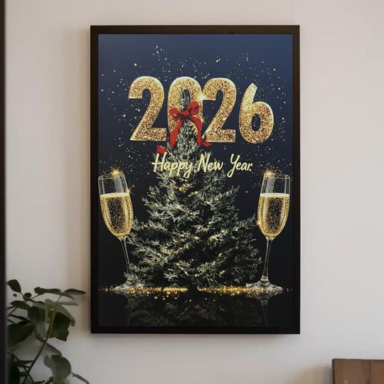 Discover Luxury Gold New Year 2026 Vertical Wall Art Poster