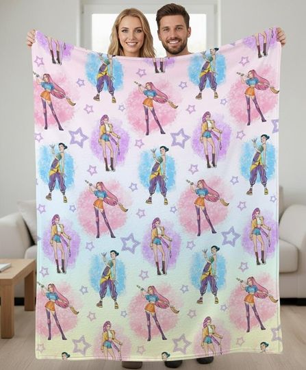 Discover Kpop Demon Hunters Blanket, Rumi Zoey Mira Huntrix Throw, Cute Girl Group Kpop Merch, Pastel Fandom Cozy Blanket, Kpop Fan Gift