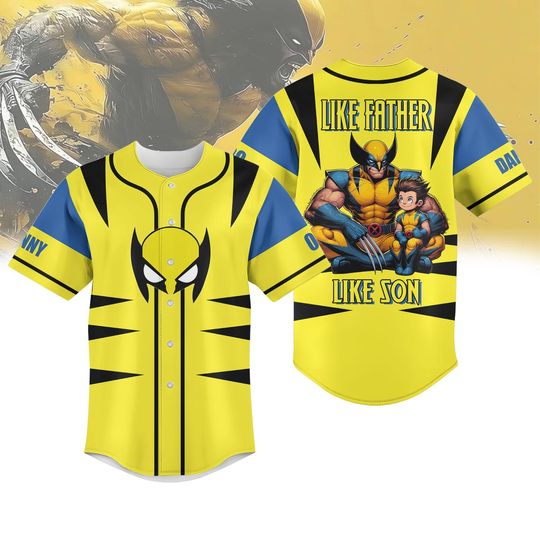 Discover Wolverine Dad and Son Baseball Jersey, Marvel Deadpool and Wolverine Shirt, Superhero Dad Gift