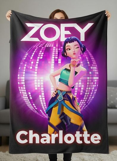 Kpop Demon Hunters Blanket, Kpop Girl Group Anime Throw, Personalized Name Kpop Idol Blanket, Rumi Zoey Mira Blanket, Custom Kpop Fan Gift