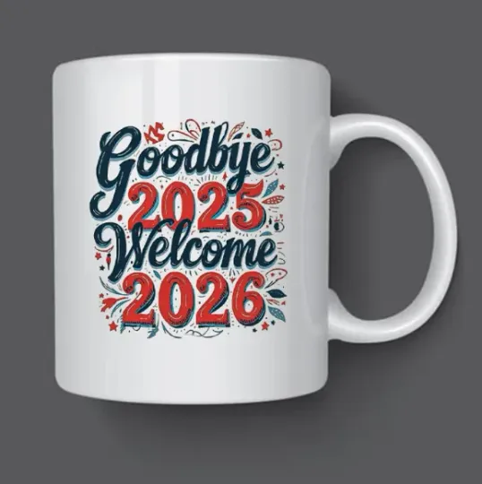 Discover New Year 2026 Mug Goodbye 2025, Festive Holiday Coffee Cup