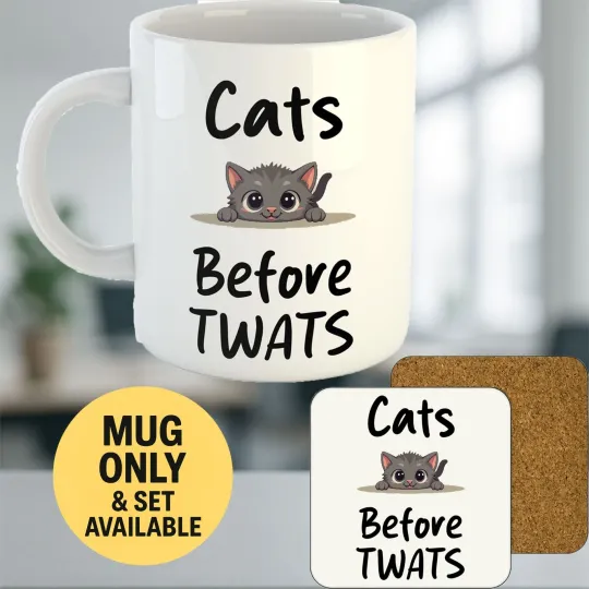 Discover 11oz Mug  - Cats Before Tw*ts - Rude Humour Cute Day Gift Coffee Tea Office XMAS