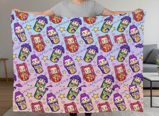 Huntrix Demon Hunter Blanket, Kpop Saja Boys Blanket, Kpop Idol Throw, Rumi Zoey Mira Blanket, Custom Kpop Fan Blanket, Kpop Huntrix Blanket