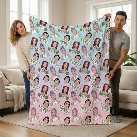 Discover Huntrix Demon Hunters Blanket, Kpop Idol Art Throw, Cute Anime Style Merch, Pastel Kpop Fan Gift, Custom Fandom Cozy Blanket