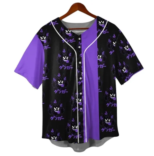 Gengar Baseball Jersey Unisex Button-Up Shirt