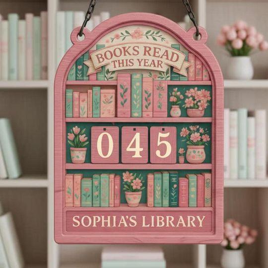 Discover Custom Wooden Book Tracker Sign, Books Read This Year Counter, Custom Library Reading Tracker Gift for Book Lovers & Readers