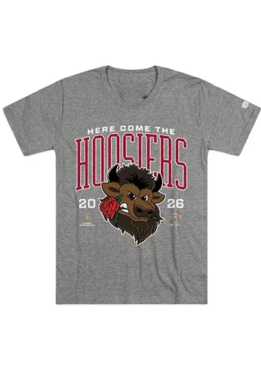 Indiana Hoosier Grey Homefield 2026 Rose Bowl Bison Rose In Mouth T Shirt