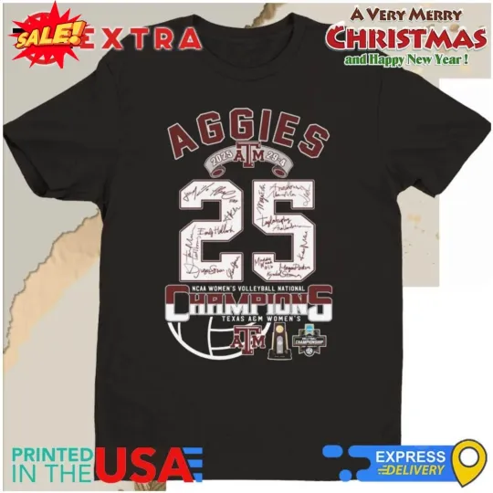 Discover Texas A&M Aggie 2025 29-4 Women’s Volleyball National Champions Signatures Shirt