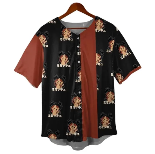 Mimikyu Baseball Jersey, Cute Anime Ghost Shirt, Kawaii Style Sportswear