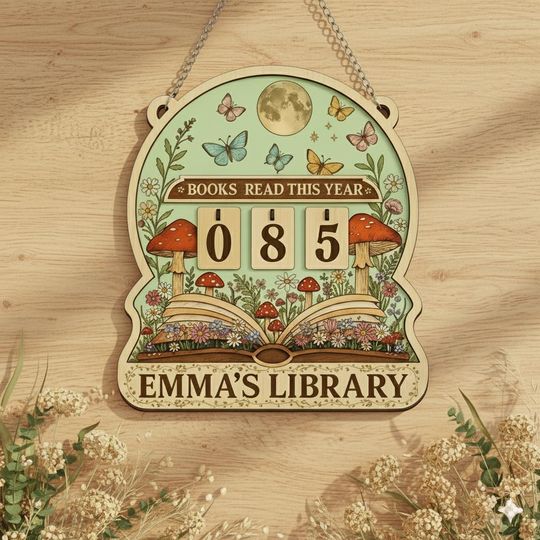 Personalized Library Reading Tracker Sign, Custom Book Tracker, Books Read This Year Plaque, Reader Gift, Book Lover Decor