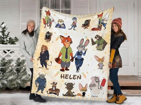 Discover Customized Zootopia Judy Hopps Nick Wilde Blanket, Custom Name Zootropolis Disney Blanket, Zootopia 2 Judy & Nick Blanket, Disney Zootopia