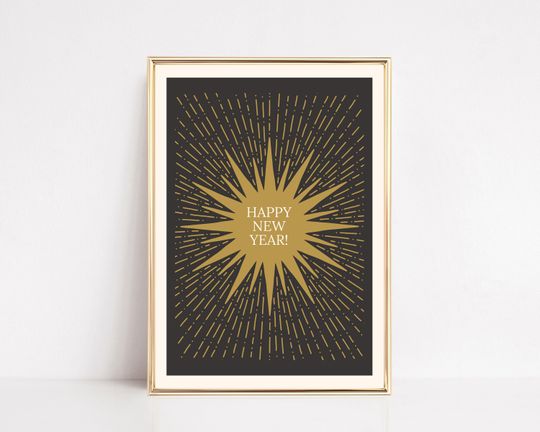 Discover happy new years print | printable new years eve decor | 2026 new years printable | new year wall art print | kikiandnim | printable wall art
