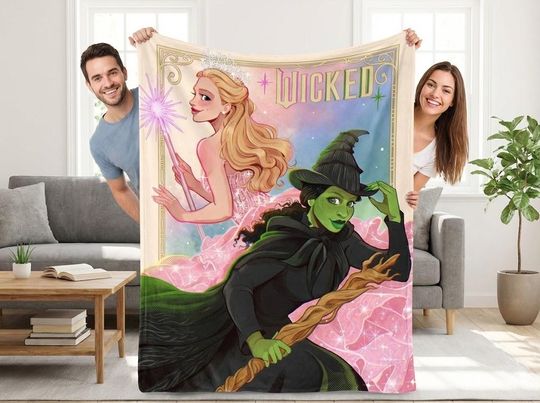 Personalized Wicked Change For Good Blanket, Defy Gravity Broomstick Magic Wand, Wizard Movie, Wicked Musical Fan Gift, Wizard of Oz Blanket
