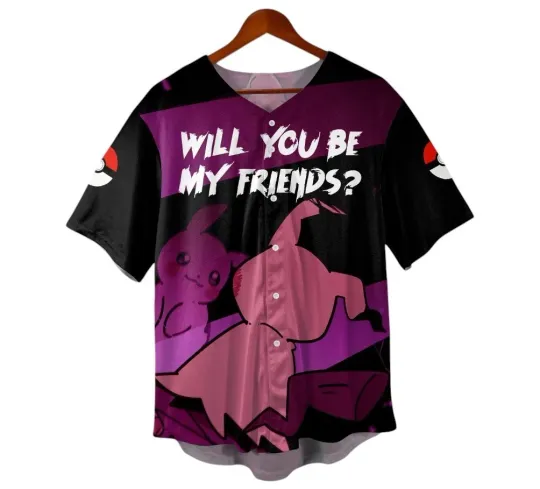 Mimikyu Baseball Jersey Shirt, Unisex Anime Graphic Jersey