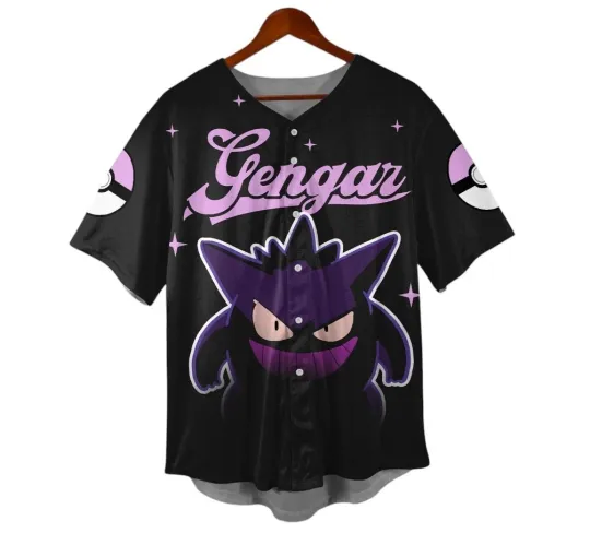 Gengar Baseball Jersey Unisex Button-Up Shirt