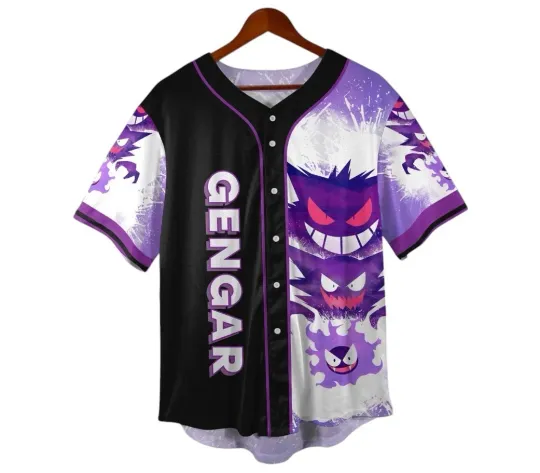 Gengar Baseball Jersey Adult Unisex Casual Shirt