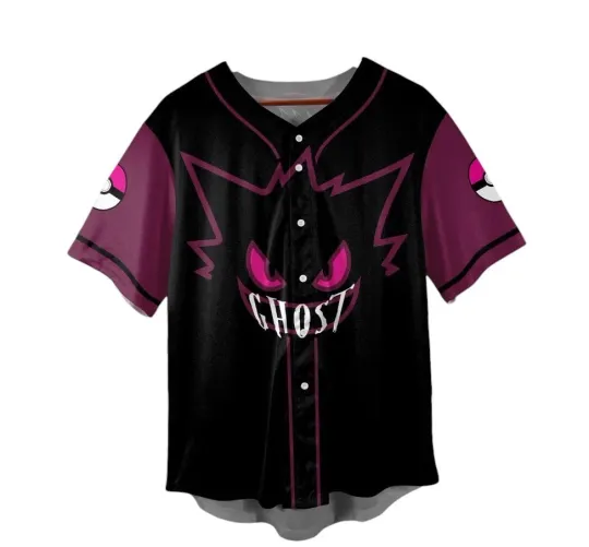 Gengar Baseball Jersey Shirt, Cute Anime Gengar Tee, Funny Graphic Jersey