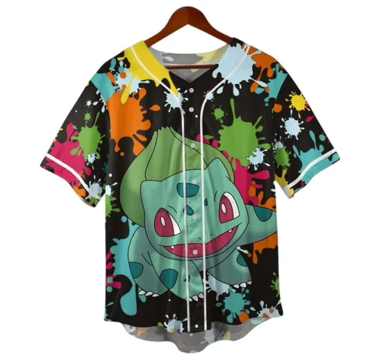 Bulbasaur Baseball Jersey, Funny Anime Baseball Tee