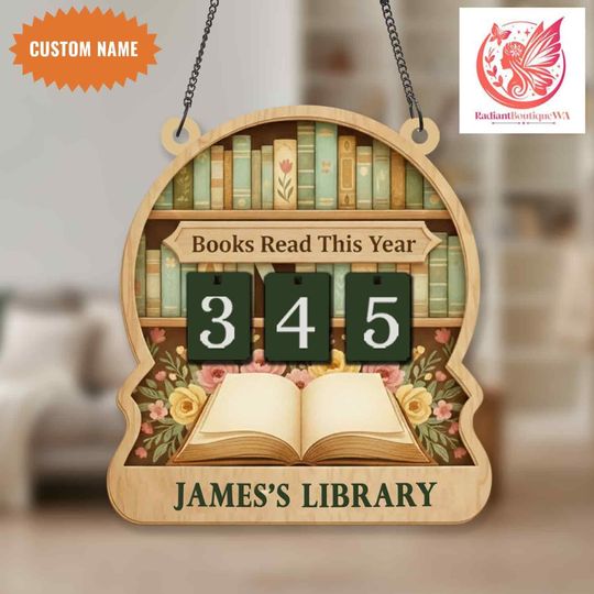 Discover Personalized Vintage Book Tracker Sign, Books Read This Year Flip Counter, Pastel Floral Book Tracker Hanging, Book Lovers Gift