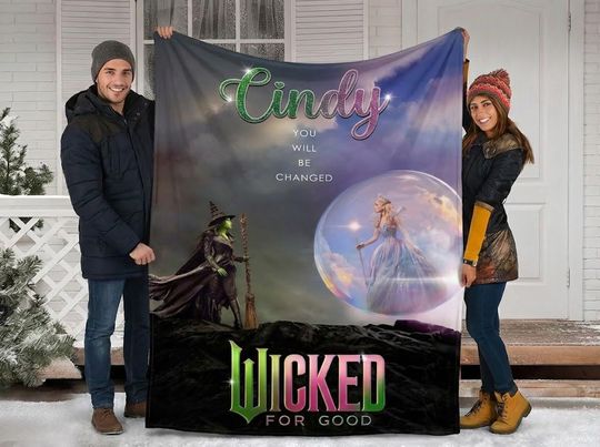 Wicked Glinda and Elphaba Plush Blanket, Everyone Deserves the Chance to Fly Blanket, Wicked Musical Theater Blanket,Defying Gravity Bedroom