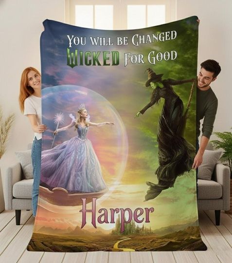 Wicked For Good Blanket, Elphaba And Glinda Blanket, Wicked Shiz University Blanket, Wicked For Good Merch, Musical Theater Blanket