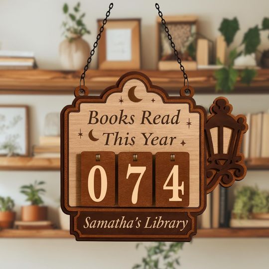 Discover Personalized Book Tracker Sign, Wooden Reading Counter, Custom Library Decor Gift, Bookworm Home Wall Display, Reader Holiday Gift
