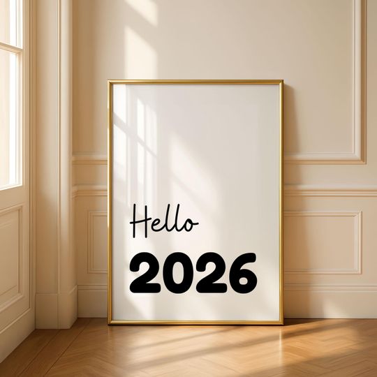 Discover Hello 2026 Printable Wall Art, New Year Minimal Poster
