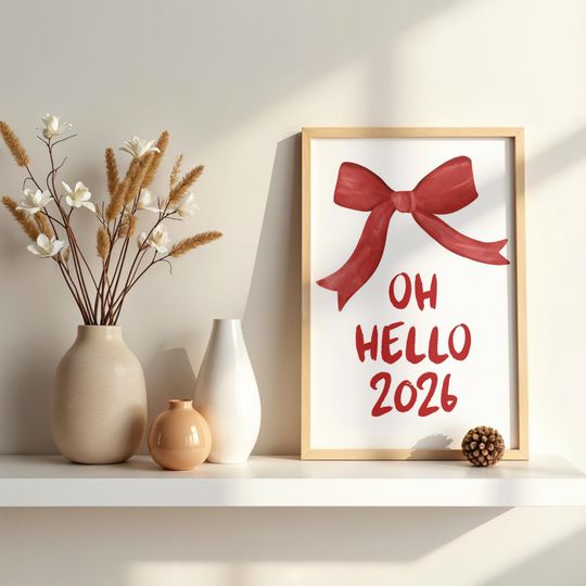 Discover New Year 2026 Bow Printable Wall Art Poster