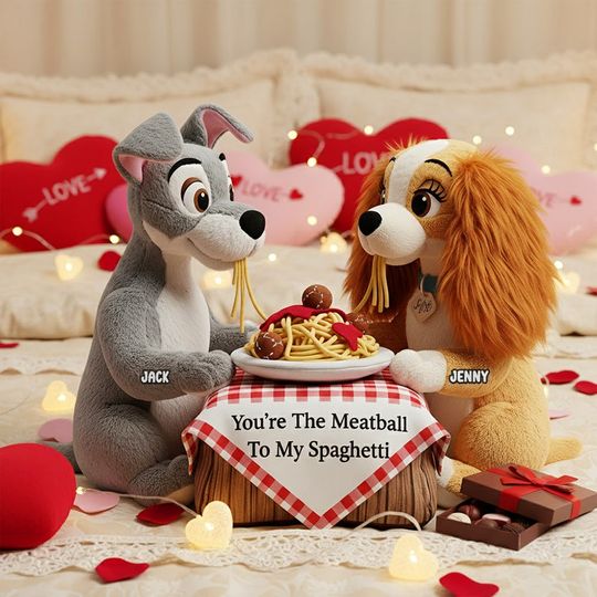 Discover Cute Animated Dog Couple Personalized Gifts For Couple Shaped Pillow