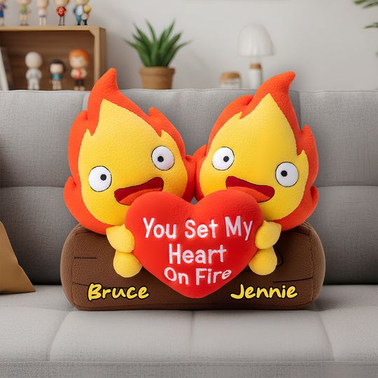 Flame Couple Custom Shape Pillow - Personalized Gifts For Couples