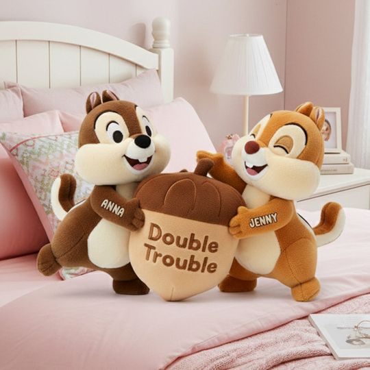 Discover Funny Squirrel Friends Personalized Gifts For Bestie Pillow Double Trouble