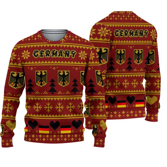Germany Christmas Ugly Sweater, German Eagle Ugly Holiday Jumper, Festive Winter Knit